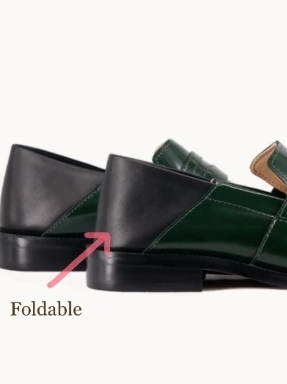 Black Fold-Heel Split-Toe Cowhide Leather Penny Tabi Loafers Size 43 Unisex